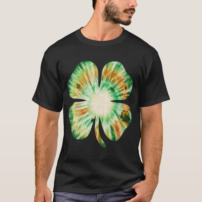 T-shirt Tie Dye Irish Shamrock Lucky Four Leaf Clover (Devant)