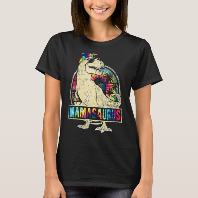 T-shirt Tie Dye Mamasaurus Dinosaur Rex Mama Maman (Devant)