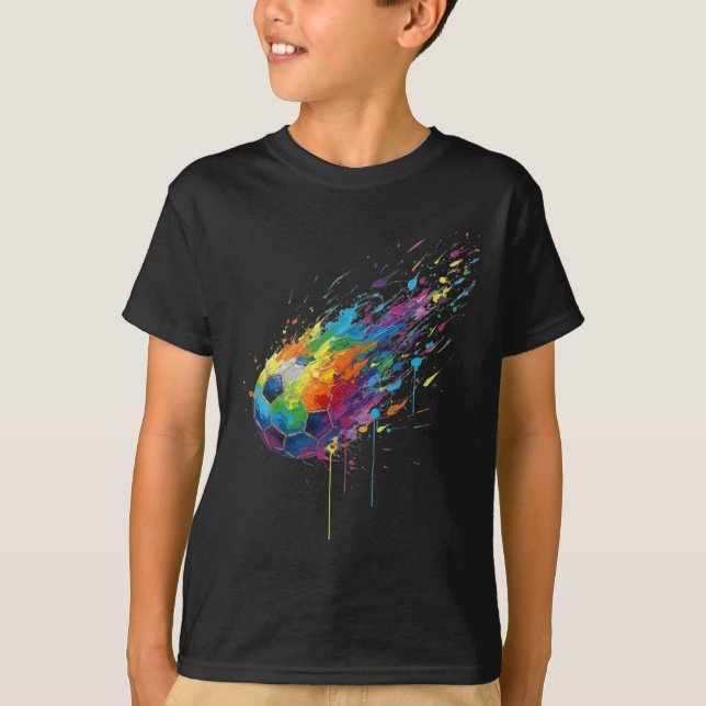 T-shirt Tie-dye Paint Splats Soccer Footbyll Player Fans E (Devant)