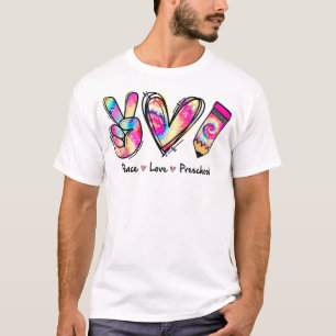 T-shirt Tie Dye Peace Love And Preschool Girl Boy Kids Tea