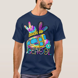 T-shirt Tie Dye Peace Love School Bus Driver Cute Back To 