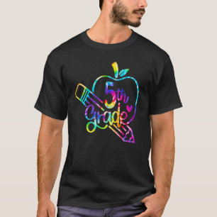 T-shirt Tie Dye Pomme crayon 5e Année Retour À L'École Pre