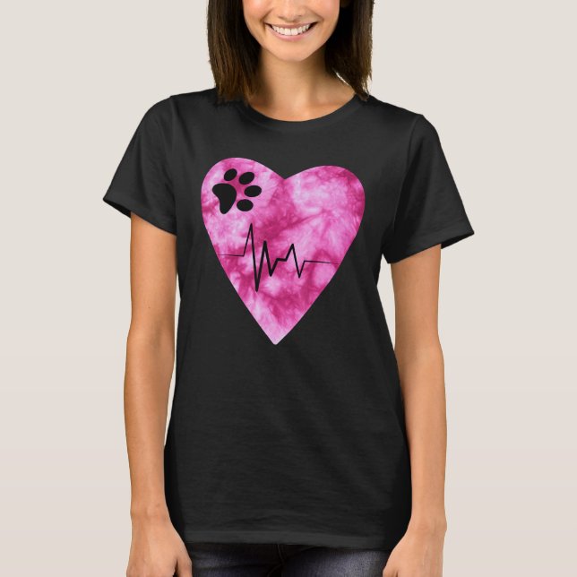 T-shirt Tie Dye Print  Pet Love Heartbeat Pulse (Devant)