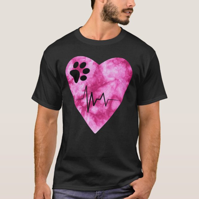 T-shirt Tie Dye Print  Pet Love Heartbeat Pulse (Devant)