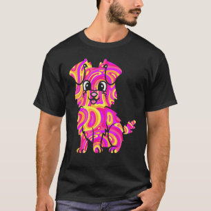 T-shirt Tie Dye Psychedelic Chien Chien Chiot Propriétaire