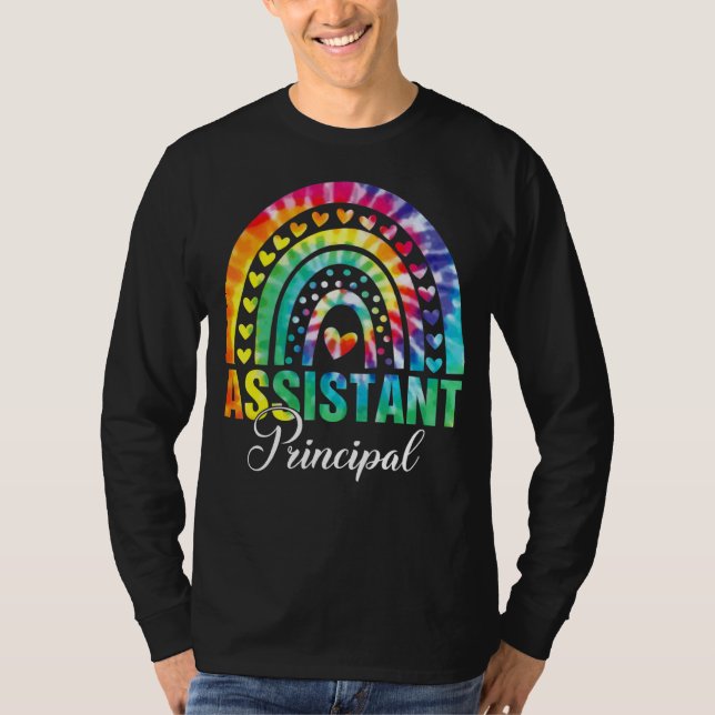 T-shirt Tie Dye Rainbow Assistant principal enseignant Ret (Devant)