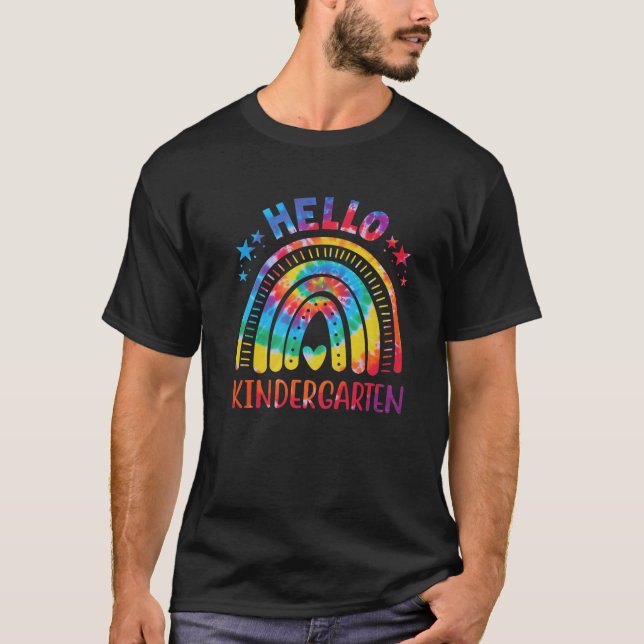 T-shirt Tie Dye Rainbow Kindergarten Enseignant Premier Jo (Devant)