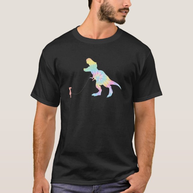 T-shirt Tie Dye Rex Dinosaur Animal De Compagnie Sur Une L (Devant)