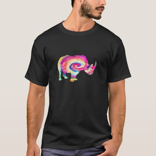 T-shirt Tie Dye Rhinoceros Graphisme Fun Rhino Artwork (Devant)