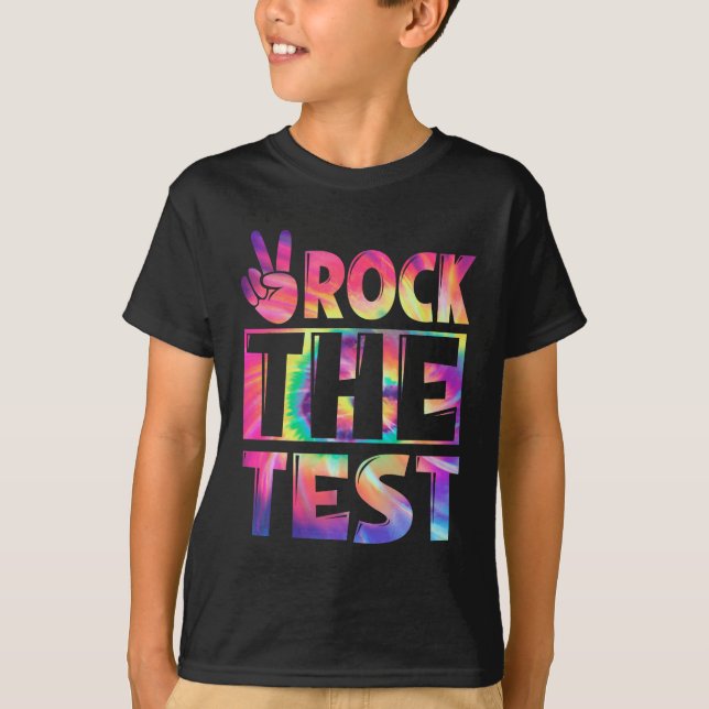 T-shirt Tie Dye Rock Le Test Joyeux Test Jour Enseignant L (Devant)