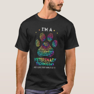 T-shirt Tie Dye Technicien vétérinaire Empreinte de patte