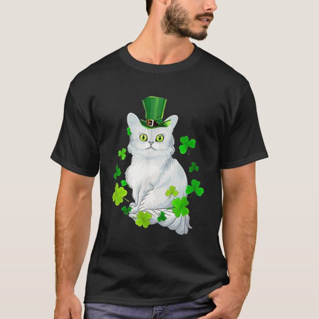 T-shirt Tiffany Chat Shamrock Bonne St Patrick's Day Chat (Devant)