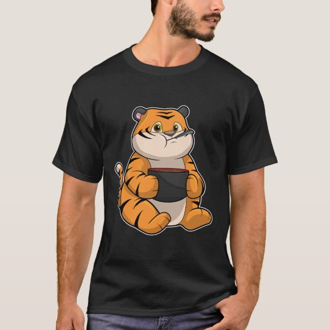 T-shirt Tiger à manger avec Bowl (Devant)