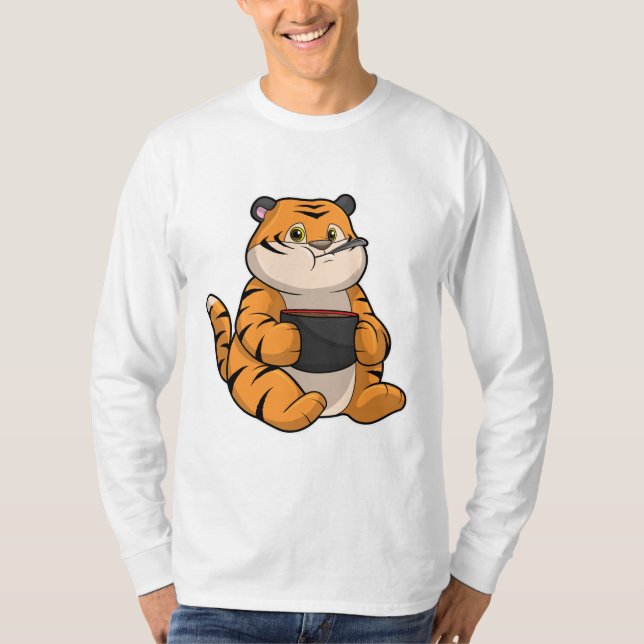 T-shirt Tiger à manger avec Bowl (Devant)
