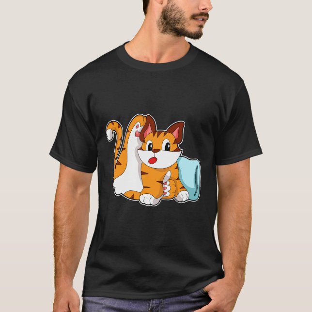 T-shirt Tiger chat avec Coussin (Devant)