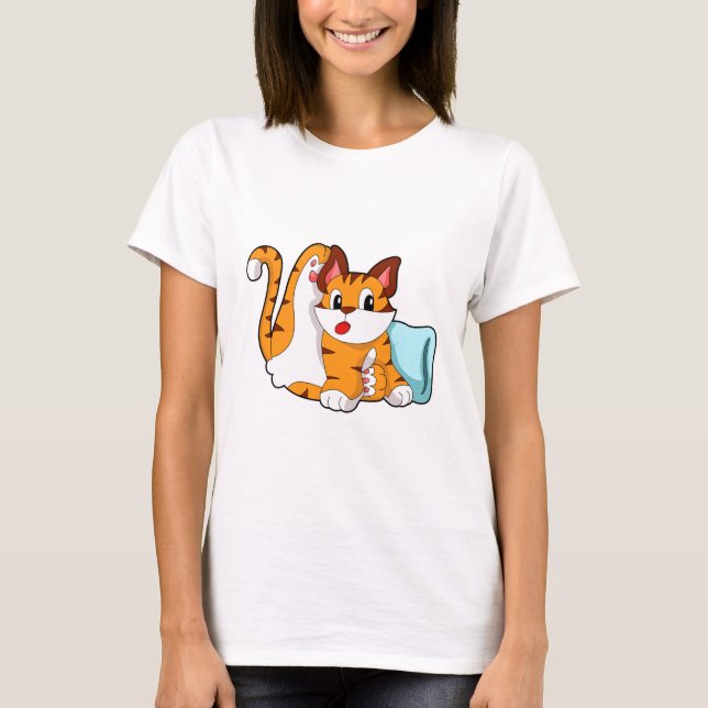 T-shirt Tiger chat avec Coussin (Devant)