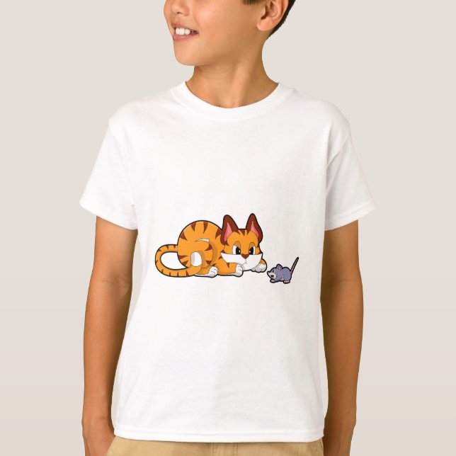 T-shirt Tiger chat avec souris (Devant)