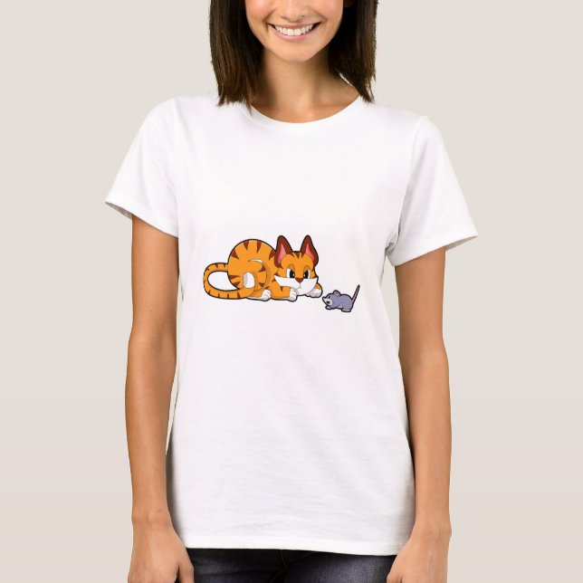 T-shirt Tiger chat avec souris (Devant)