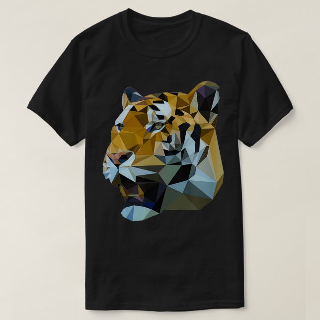T-shirt Tiger Chat basse Poly Design artistique (Design devant)