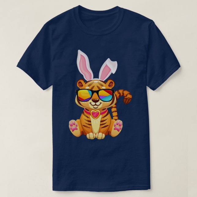 T-shirt Tiger Chien Cool Sunglass Bunny Casquette Joyeux j (Design devant)