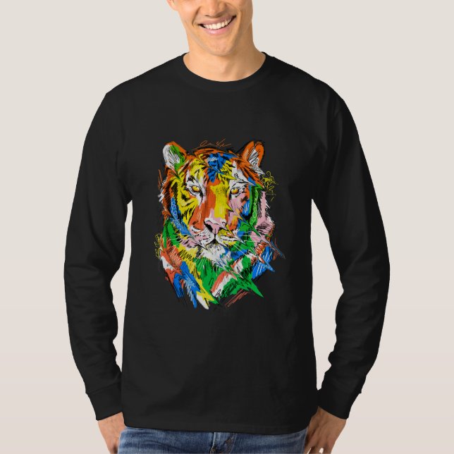 T-shirt Tiger colourful animal art animal lovers tiger (Devant)