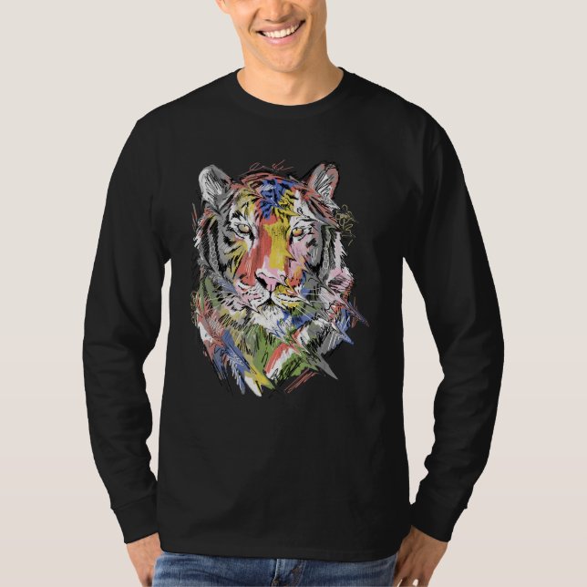 T-shirt Tiger Colourful Art Animal Lovers (Devant)