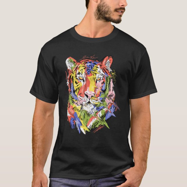 T-shirt Tiger colourful art animal lovers artwork (Devant)