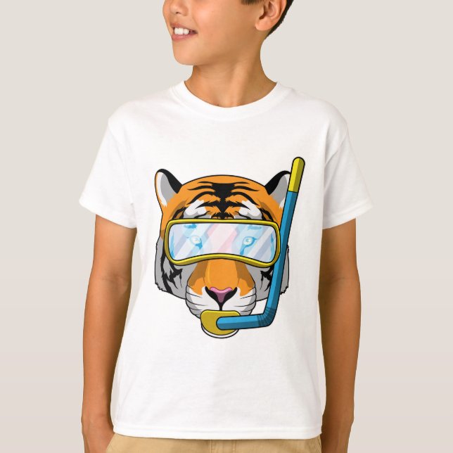 T-shirt Tiger comme plongeur avec tuba (Devant)