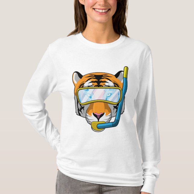 T-shirt Tiger comme plongeur avec tuba (Devant)