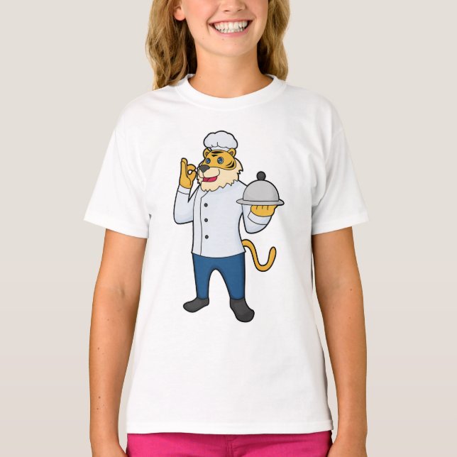 T-shirt Tiger Cook Chef hat Platter (Devant)