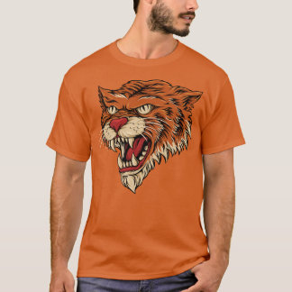 T-shirt Tiger en colère attaque vintage rétro illustration
