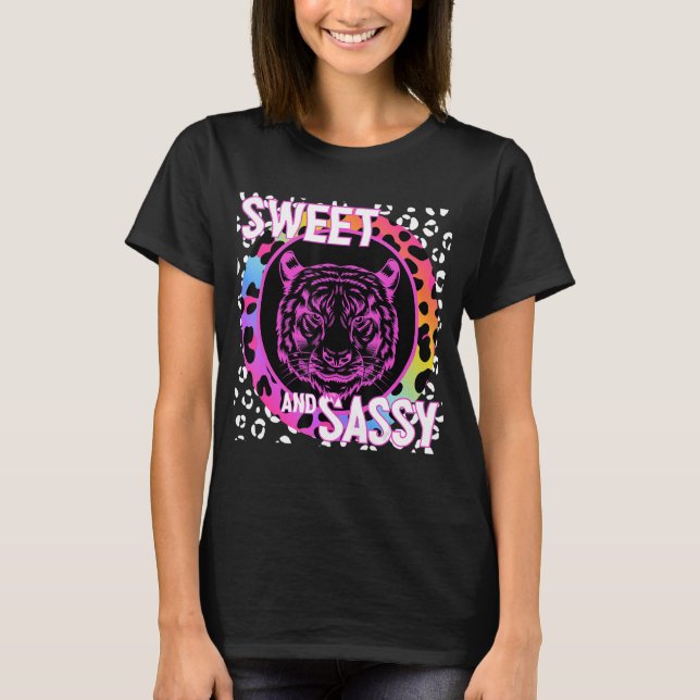 T-shirt Tiger Face 90s Nostalgie Arc-en-ciel Empreinte de  (Devant)