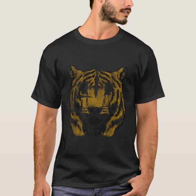 T-shirt Tiger Face Tiger Tiger Tête Wild Chat (Devant)