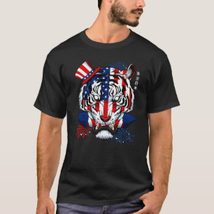 T-shirt Tiger Firecracker 4 juillet Cool Patriotique Ameri