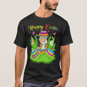 T-shirt Tiger Floral Oeuf de Pâques Drôle Bengale Tigre Ea