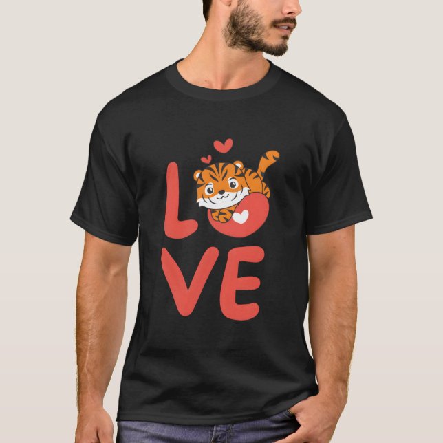 T-shirt Tiger For 'S Day Animals With He Love (Devant)