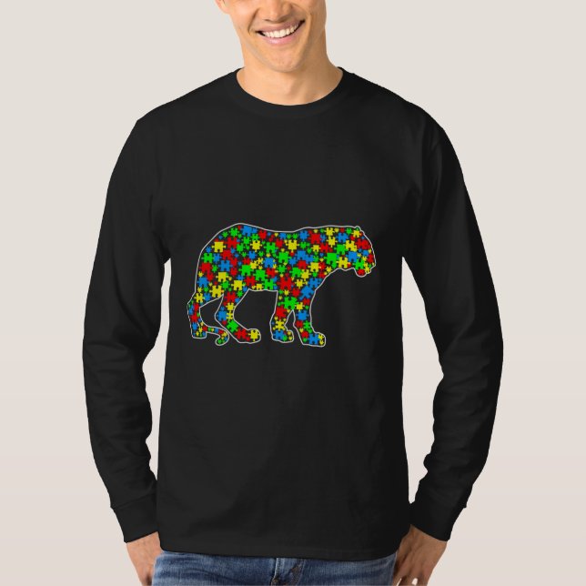 T-shirt Tiger Funny Puzzle Animals Autism Awareness (Devant)