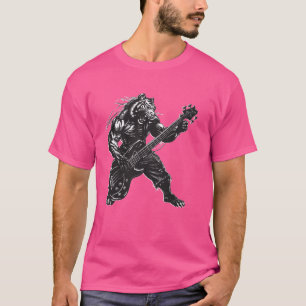 T-shirt Tiger Guitariste Heavy Metal Rebel Punk Rock Musiq