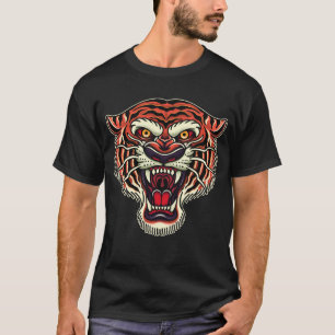 T-shirt Tiger Head Old School Style tatouage