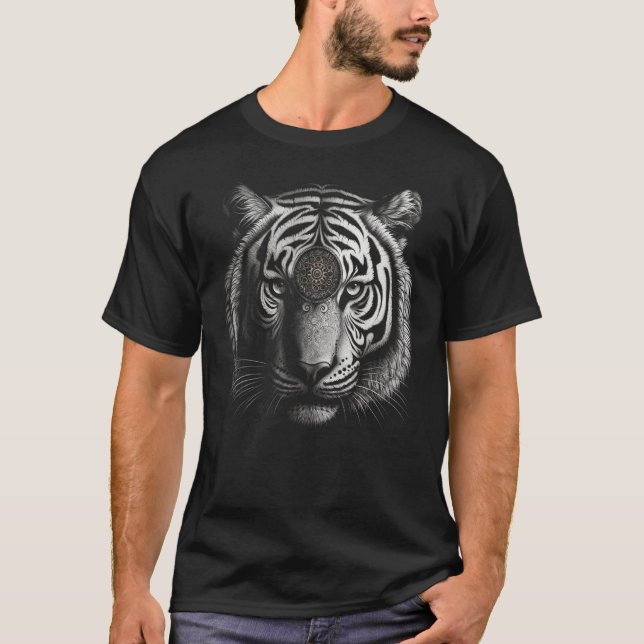 T-shirt Tiger in White - Artwork - Animal Art Tiger (Devant)