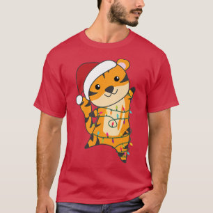 T-shirt Tiger Joyeux animaux de Noël Fée Lumières Tiger