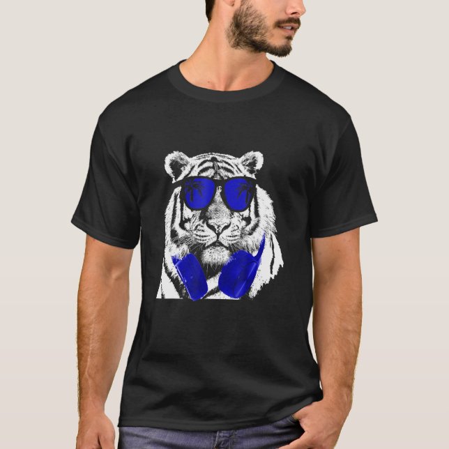T-shirt Tiger Lunettes de soleil casque Musique Fans de ti (Devant)