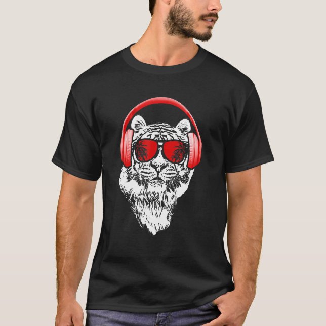 T-shirt Tiger Lunettes de soleil casque Party Tiger Lover  (Devant)