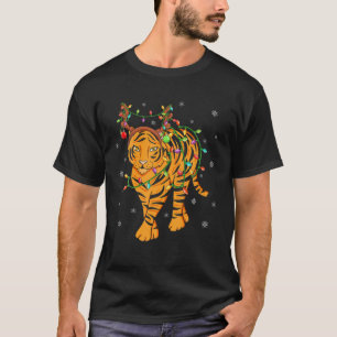 T-shirt Tiger Noël Éclairage Casquette de rennes Tiger Noë