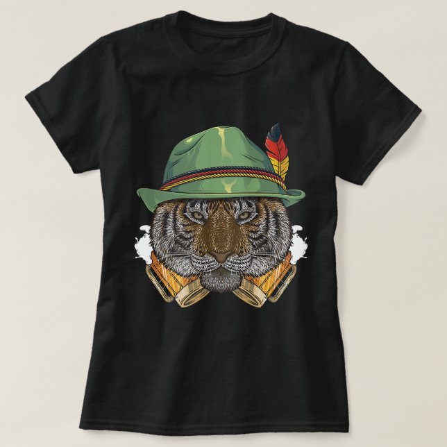 T-shirt Tiger Oktoberfest Allemand Fête de la bière Animal (Design devant)