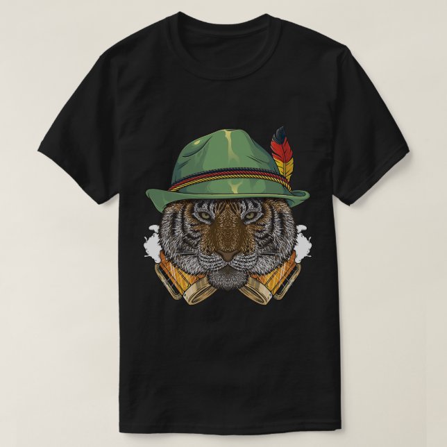 T-shirt Tiger Oktoberfest Allemand Fête de la bière Animal (Design devant)