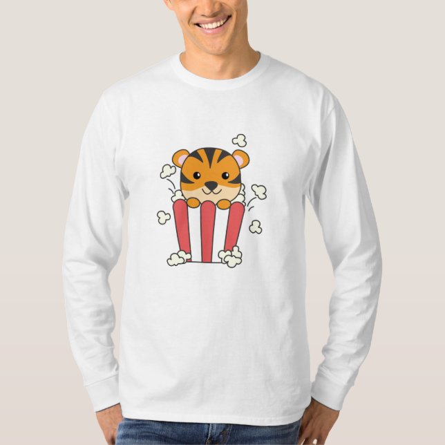 T-shirt Tiger Popcorn Cinéma Soirée Restauration Rapide Pr (Devant)