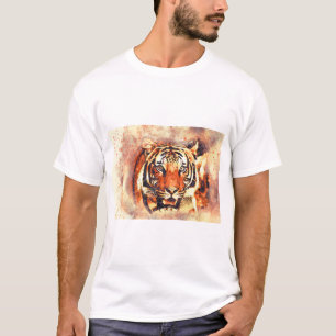 T-shirt Tiger Portrait Art Abstract Watercolor Vintage