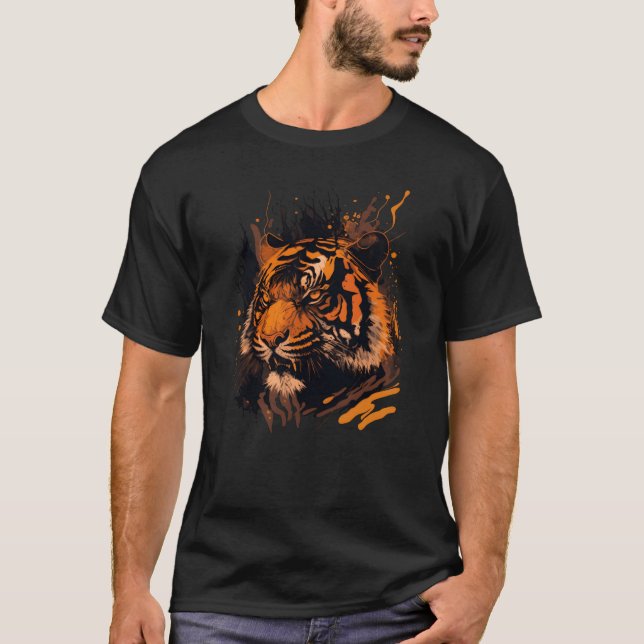 T-shirt Tiger showingeeth girl (Devant)