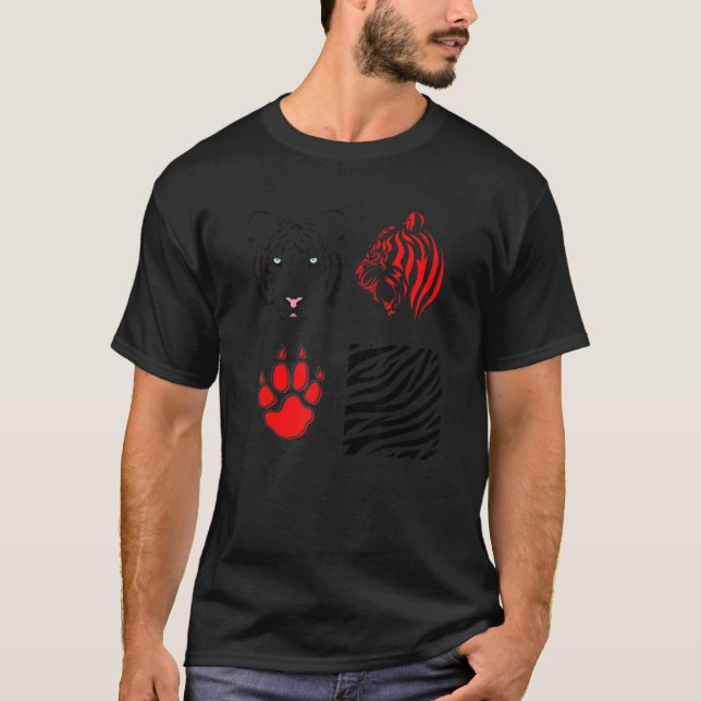 T-shirt Tiger Tête Cricut Paw Tigre Rouge avec animal sauv (Devant)